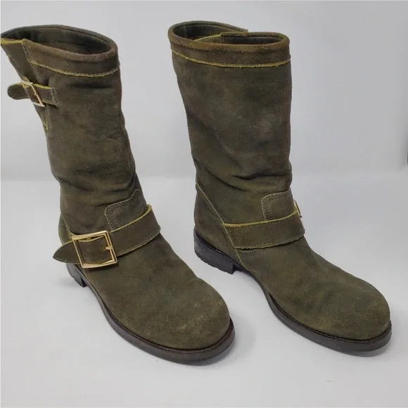 JIMMY CHOO SUEDE MOTO BOOTS SIZE 37 - Picture 3 of 8
